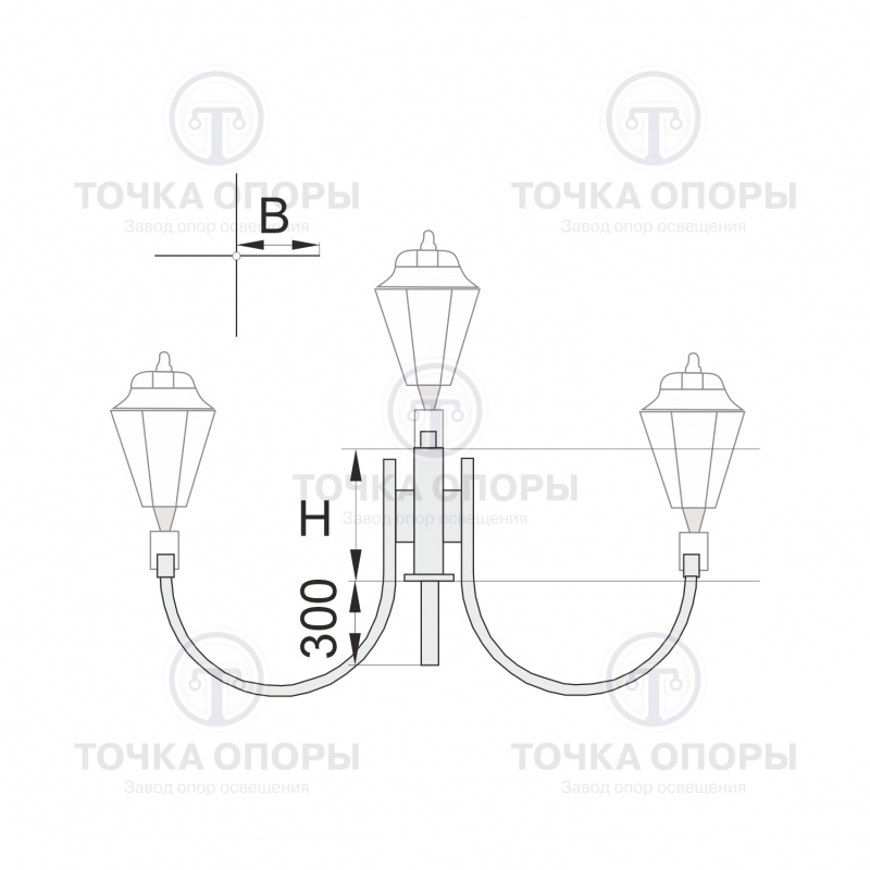 К33-0,7-0,9-0-5 торшерный четырехрожковый кронштейн